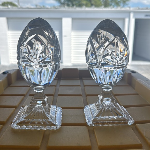 Vintage Lead Crystal Eggs Set of 2 Decor Paperweight - Picture 4 of 10